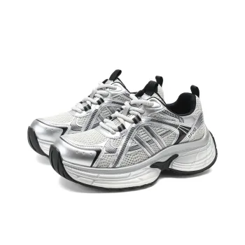 D FUSE SCANDINAVIA Anti Slip And Wear Resistant Lightweight Low Top Chunky Sneakers Women's Silver/Black