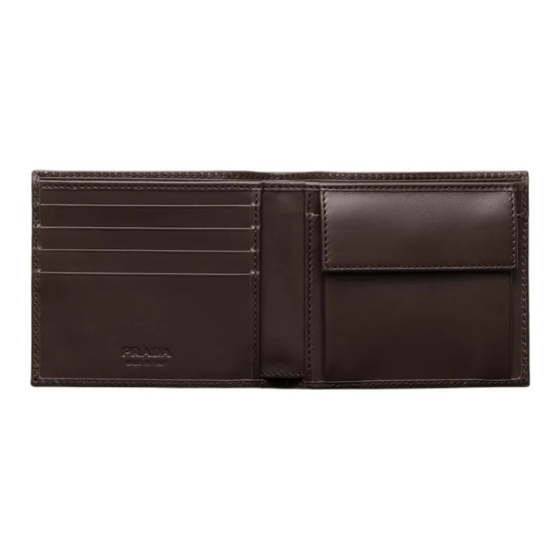 PRADA Re Nylon Polyamide Wallet Men's Blue & Coffee-3