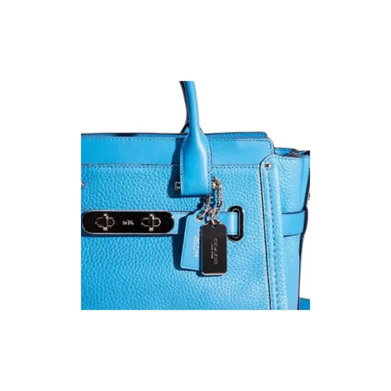 COACH Swagger Pebbled Leather Handbag Shoulder Bag Crossbody Bag Large Size Women's Lapis Lazuli Color-1