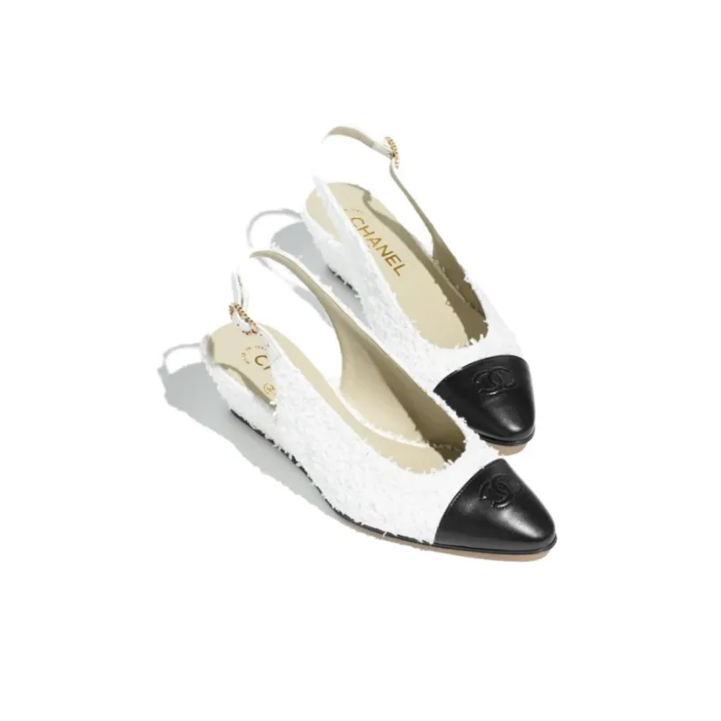 CHANEL Wedge Heel High Heels Women's White-2
