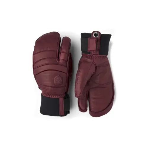 HESTRA Neoprene Polyester Cow Leather Wool Sports Gloves Unisex Red