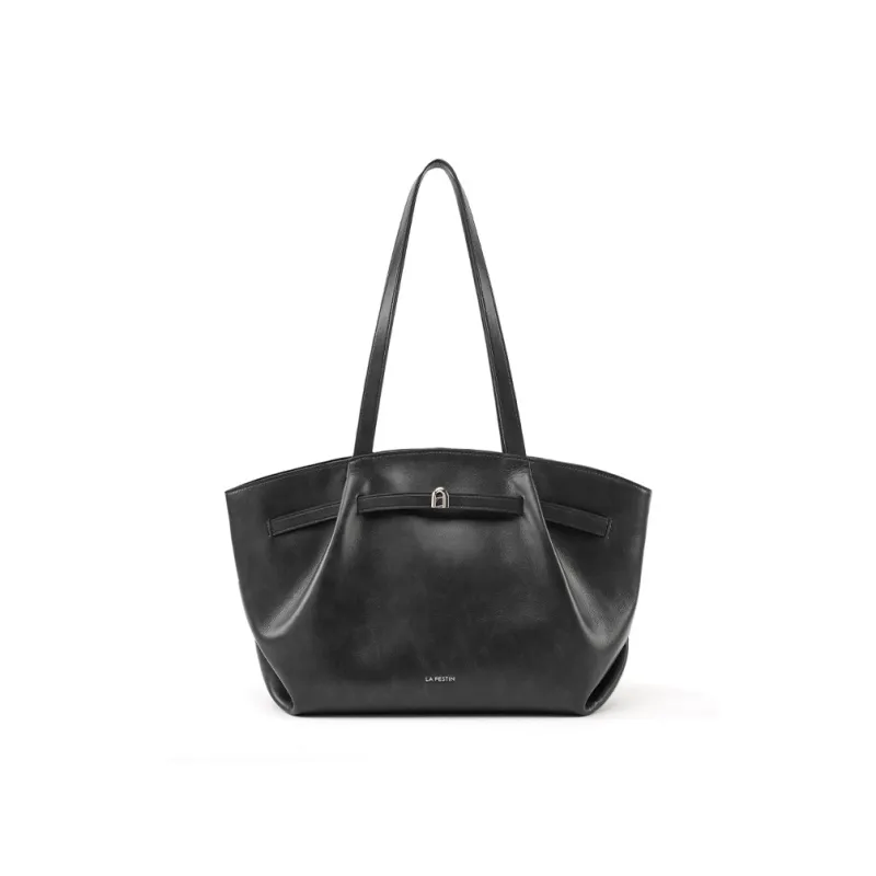 LA FESTIN Top Grain Cow Leather Handbag, Shoulder Bag, Underarm Tote Tubas Women's Cocoa Brown/Coconut Green/Dual Black-10