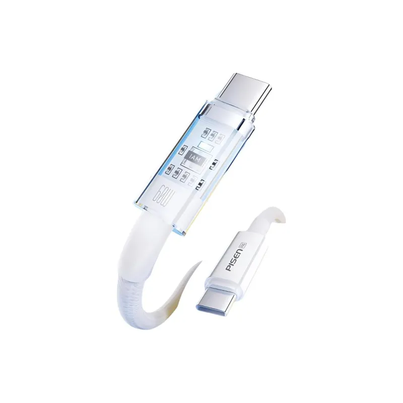 PISEN Fast Charging Cable LT CC16 1200 2m 1 to 1 Type C To Type C Transparent Plug Cables-1