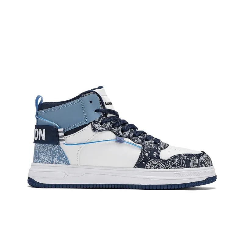 TEXWOOD Chinese Style Blue And White Porcelain Collection High Top Skateboard Shoes Men's-4