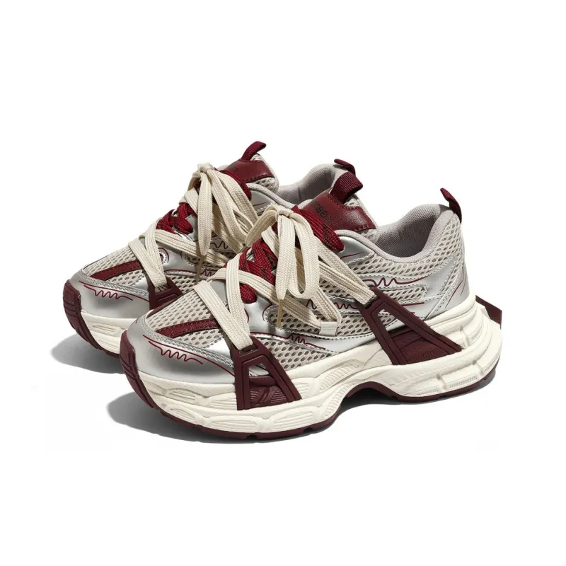 RENBEN Breathable Lightweight Height Increasing Low-Top Chunky Sneakers Women's-2
