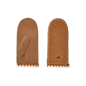 UGG Wool Polyester Leather Gloves Women's Brown