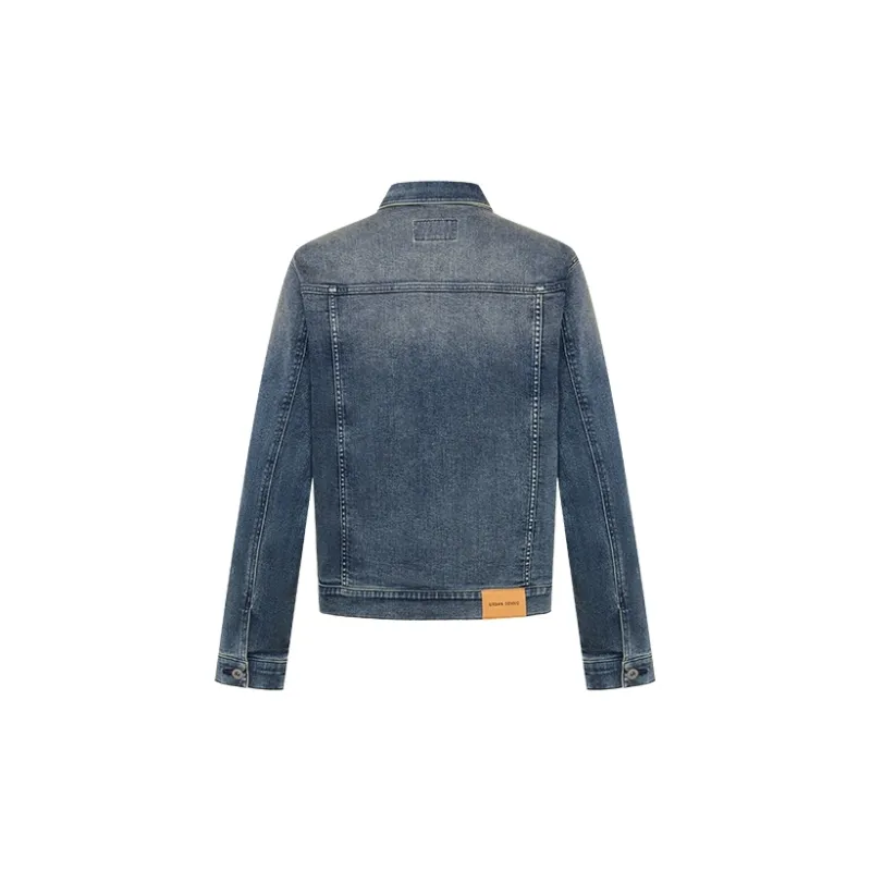 URBAN REVIVO Denim Jackets Men Dark Gray Blue-1