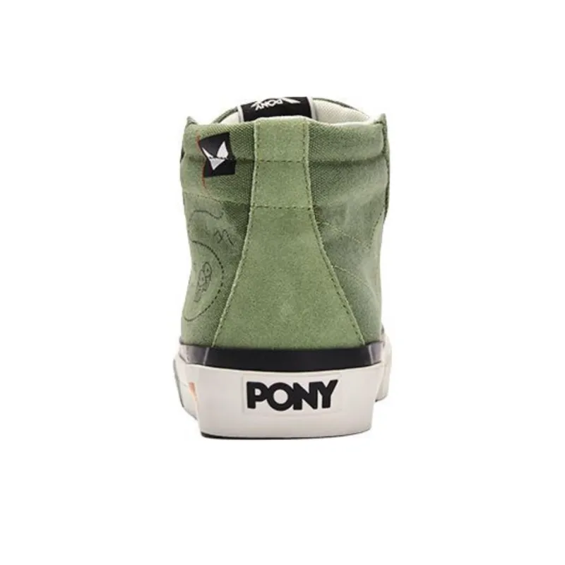 PONY Winner Anti Slip Wear Resistant Mid Top Skateboard Shoes Women's Green-3