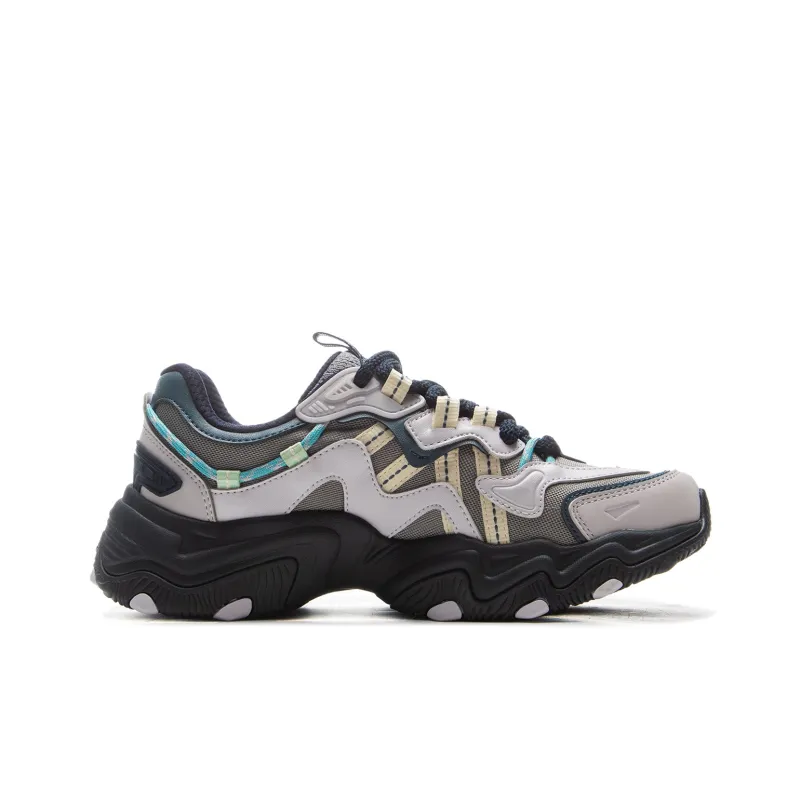 LiNing Cat's Claw Lite 2 Anti Slip And Wear Resistant Height Increasing Low Top Chunky Sneakers Women's Gray Black-1