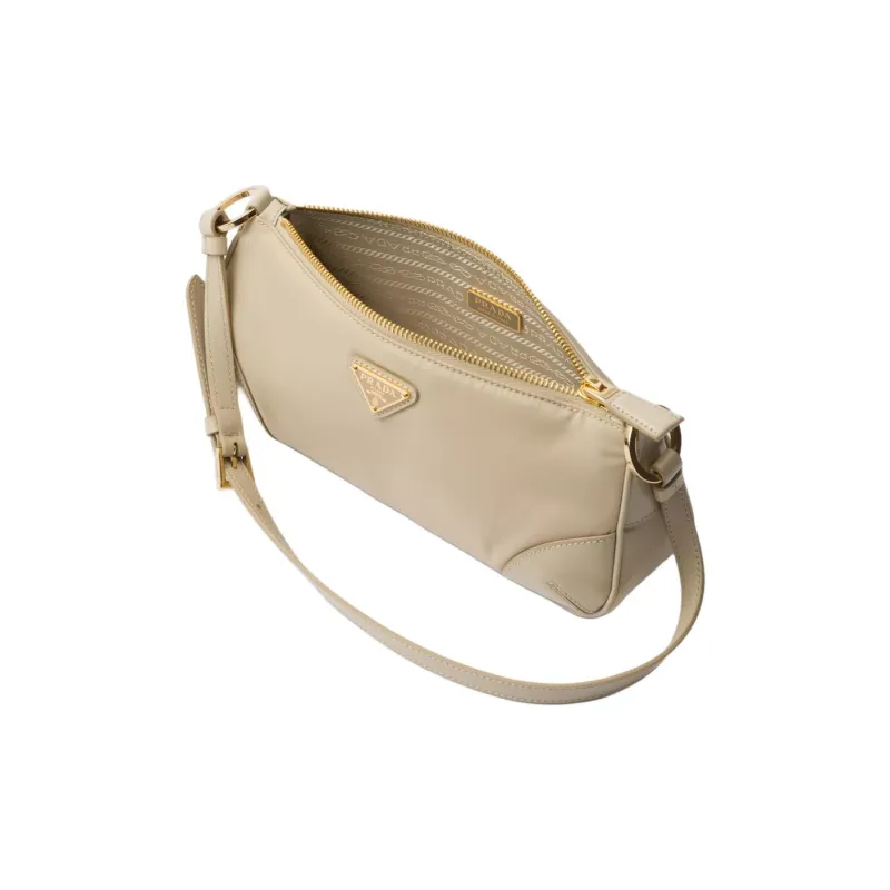 PRADA Re Edition Recycled Nylon Mixed With Shiny Leather Handbag Shoulder Bag Women's Sand-2