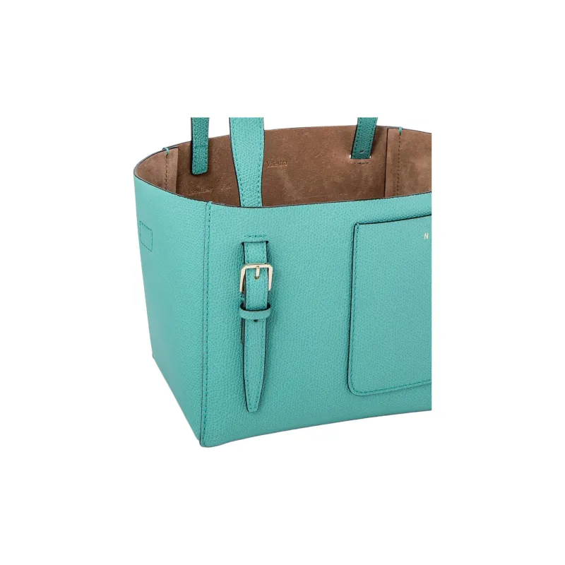 Valextra Millepunte Calfskin Bucket Bag, One Shoulder Handbag Micro Women's Ocean Blue-4