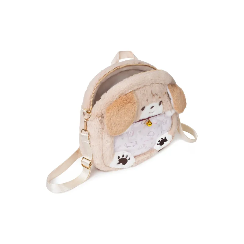 RIZHI STORE Rabbit Fur Backpack Medium Size Unisex Golden Retriever Ita Bag-3