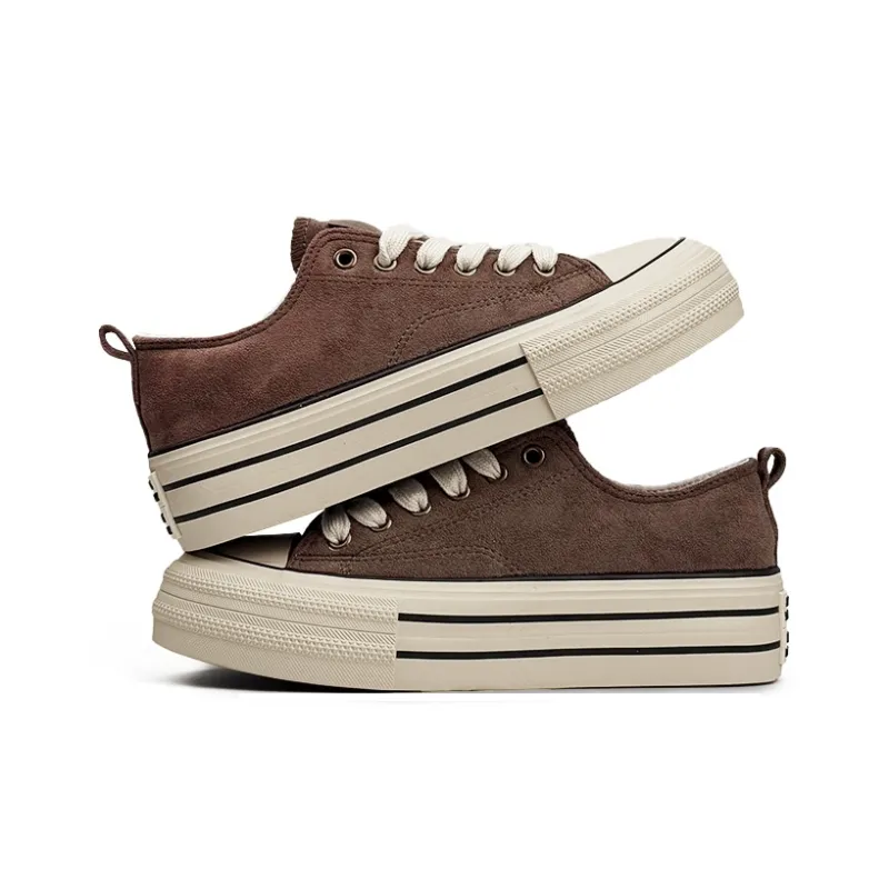 Mengsai Abrasion Resistant Slip Resistant Low Top Canvas Shoes Unisex Dark Brown-4
