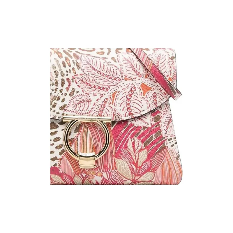 Ferragamo Margot Gancio Plant Print Shoulder Bag Multi-2