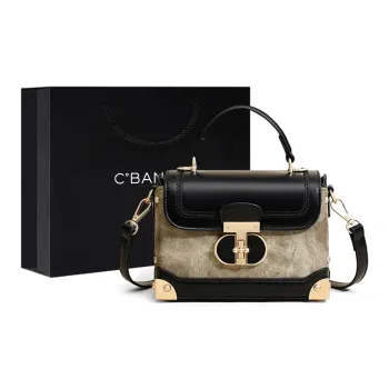 C°BANNER Synthetic Leather One Shoulder Crossbody Portable Small Square Bag Regular Women's Khaki & Black
