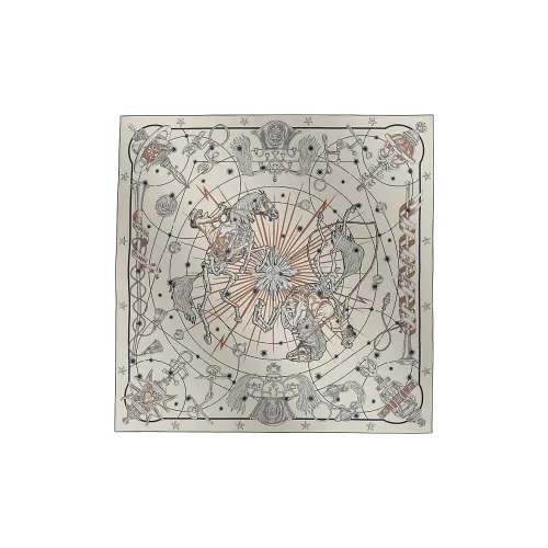 HERMES Cashmere Silk Blend Silk Shawls Women's Beige