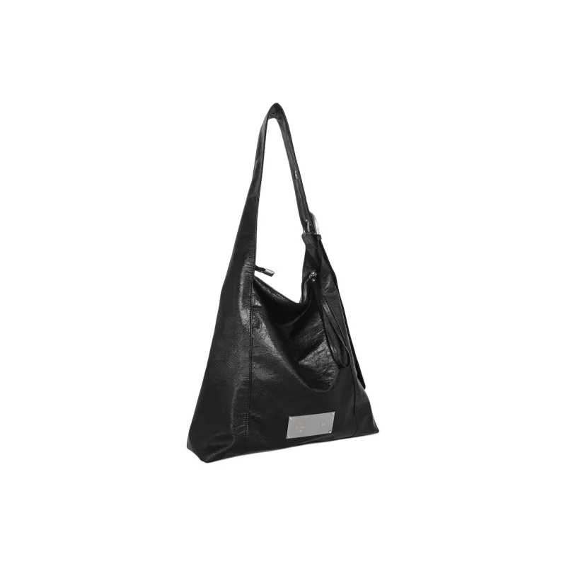 Kikawa Card Synthetic Leather Hobo Bag Shoulder Bag Unisex Black/Brown-2