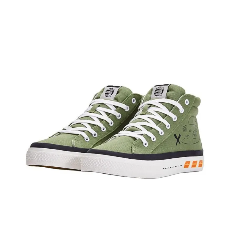 PONY Winner Anti Slip Wear Resistant Mid Top Skateboard Shoes Women's Green-1
