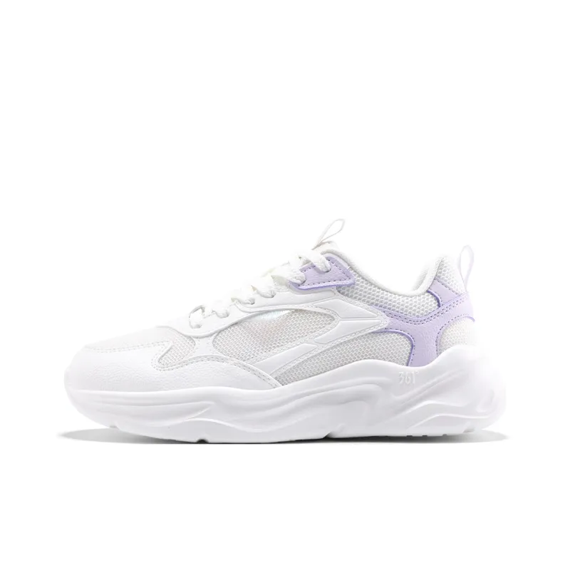361° Lightweight Coverage Cushioning Low-Top Sprint Running Shoes Women's White Purple-0