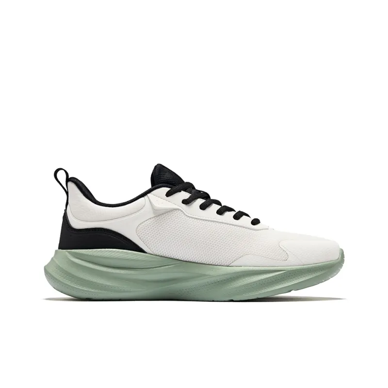 Erke Cushioning Lightweight Rebound Low Top Casual Running Shoes Men's Microcrystal White/Jet Black Jade Green-1