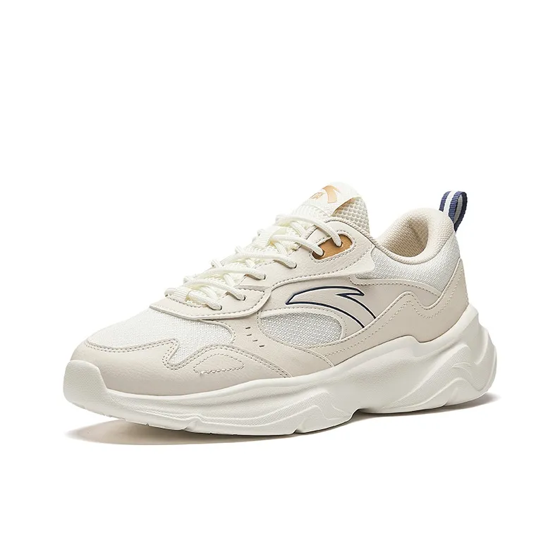 Anta Little Chunky Height Increasing Lightweight Breathable Low Top Casual Shoes Men's Ecru-1