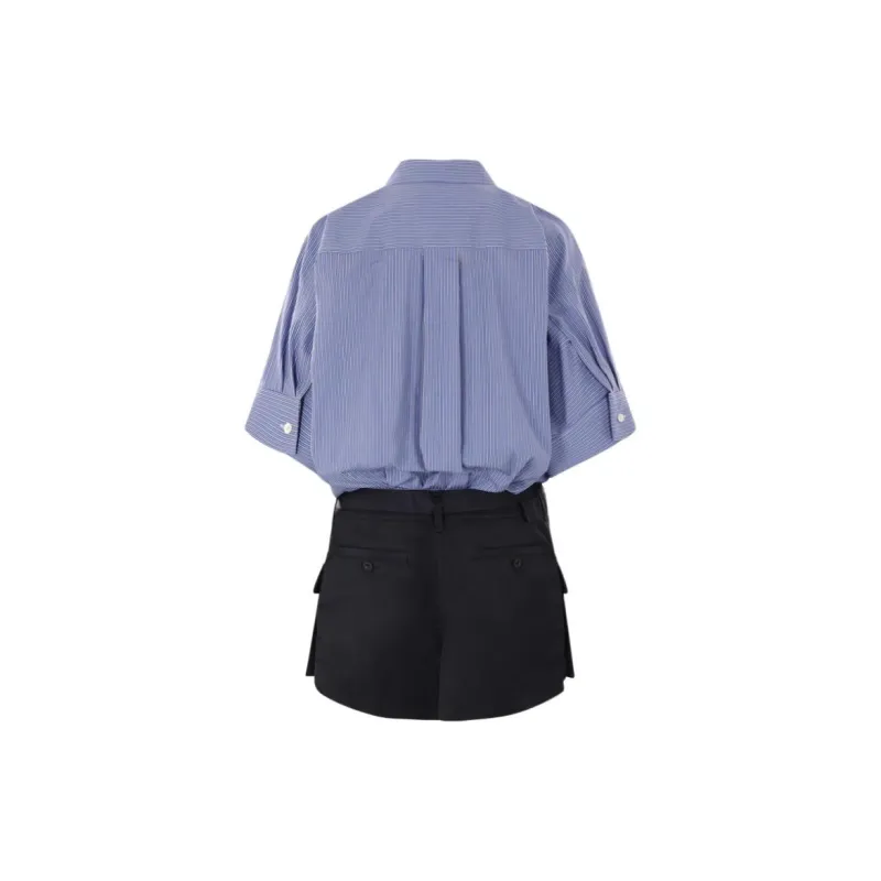 Sacai Panelled Striped Mini Shirt Dress-1