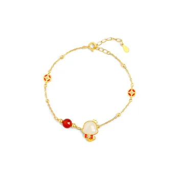 Lao Feng Xiang Hetian Jade Bracelets White Jade/Pale Greenish White Jade Women's
