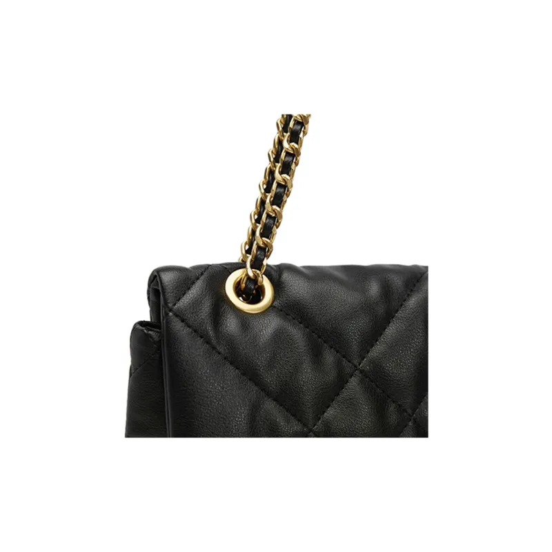URBAN REVIVO Artificial Leather Shoulder Bag Medium Size Women's Black-3
