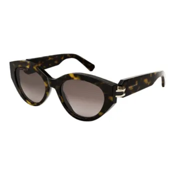 BVLGARI Plate Frame Acetate Oval Sunglasses Unisex Tortoiseshell