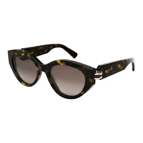 BVLGARI Plate Frame Acetate Oval Sunglasses Unisex Tortoiseshell