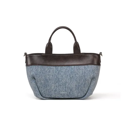 LA FESTIN Cow Leather Crossbody Handbags Medium Size Women's Denim Blue/Cream Apricot