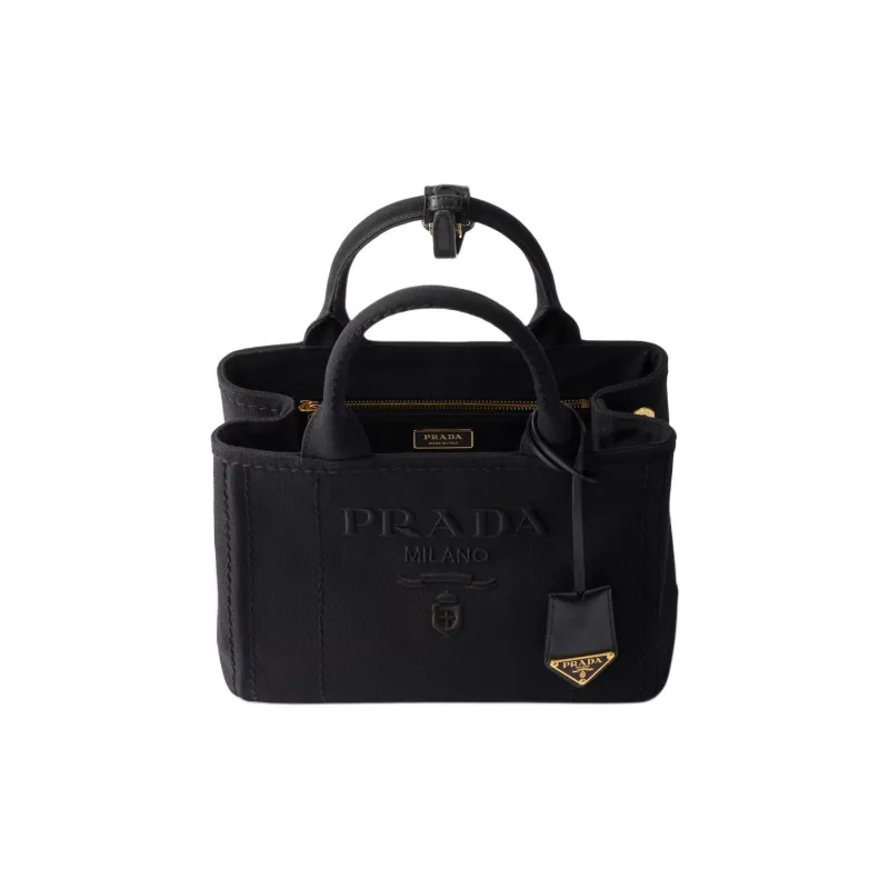 PRADA Canvas Handbag Trumpets Women's Black-3