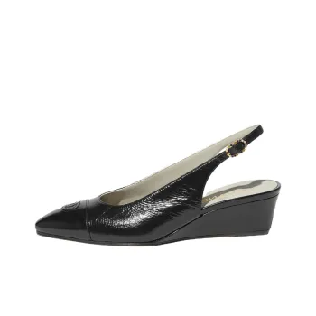 CHANEL 25P Wedge Heel High Heels 4.5cm Women's Black