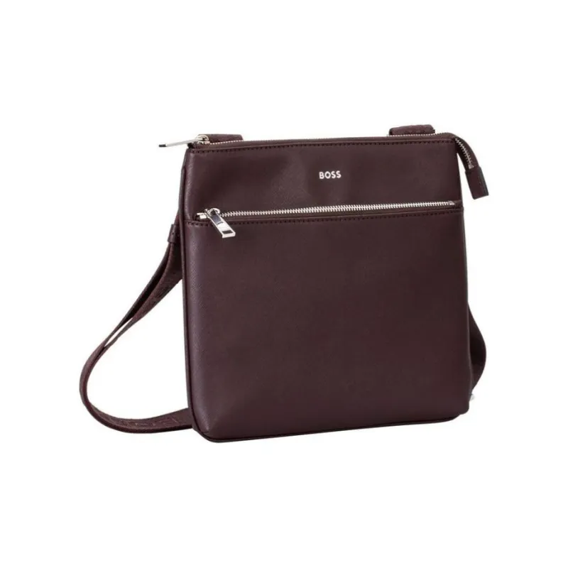 HUGO BOSS Leather Crossbody Bag Shoulder Bag Men's Deep Red-0
