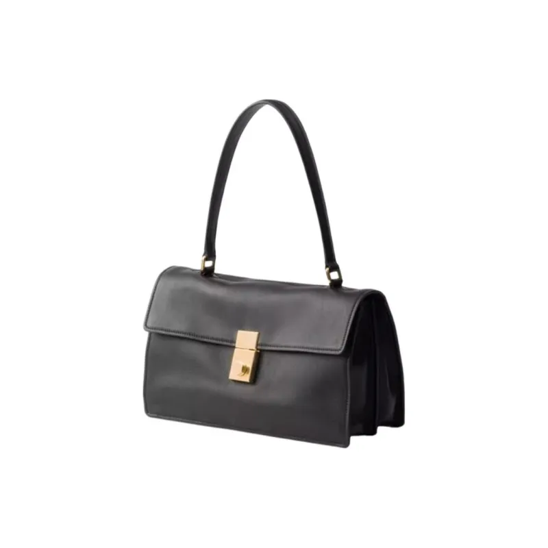 PRADA Cow Leather Handbag Medium Size Women's Black-1