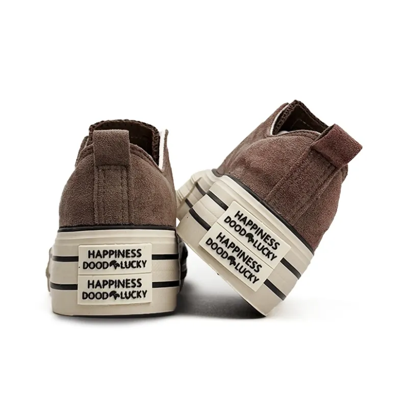 Mengsai Abrasion Resistant Slip Resistant Low Top Canvas Shoes Unisex Dark Brown-3