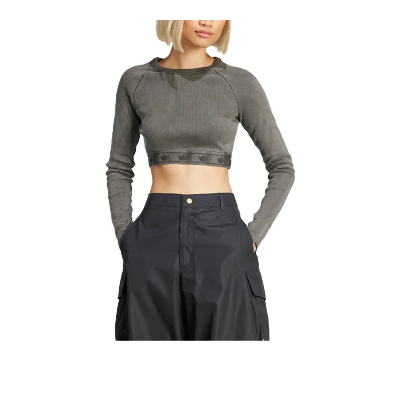 Adidas Originals Ribbed Long Sleeve Crop Top-1