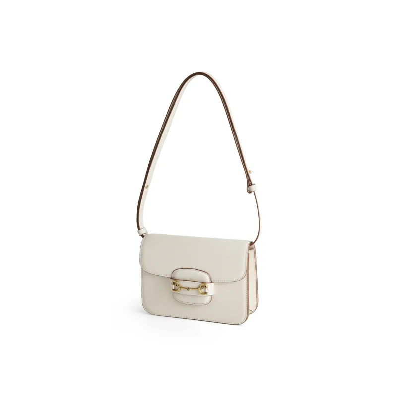 BELLE Cow Leather Small Square Bag, Crossbody Bag Women's White/Coffee-1