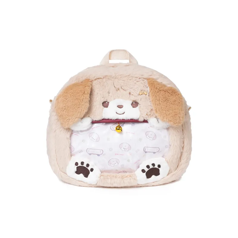 RIZHI STORE Rabbit Fur Backpack Medium Size Unisex Golden Retriever Ita Bag-4
