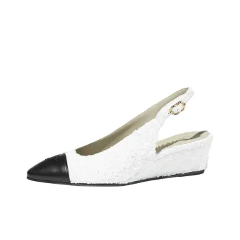 CHANEL Wedge Heel High Heels Women's White