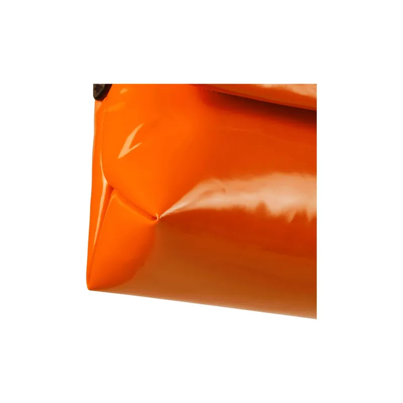 GUCCI Patent Leather One Shoulder Handbag Trumpets Women's Bright Orange-5