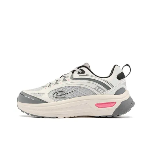 QIAODAN Cushioning Breathable Lightweight Low Top Long Distance Running Running Shoes Women's White Gray