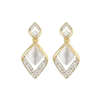 QIMEILA Glass Cat Eye Earrings Women's