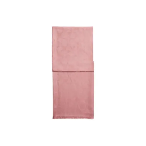 COACH Sheep Wool, Mulberry Silk Knit Scarves Unisex Pink