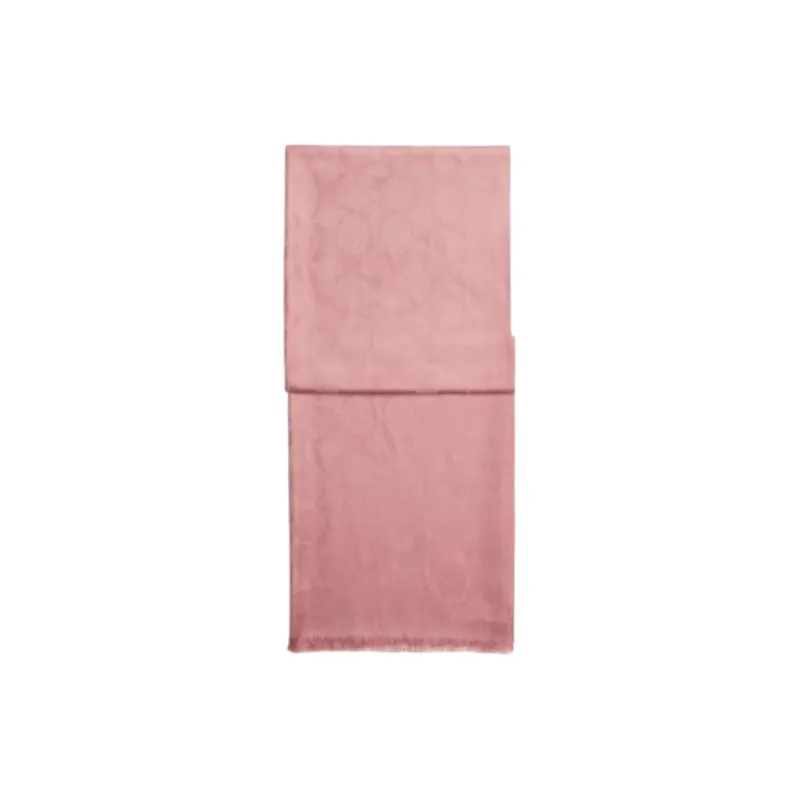 COACH Sheep Wool, Mulberry Silk Knit Scarves Unisex Pink-0
