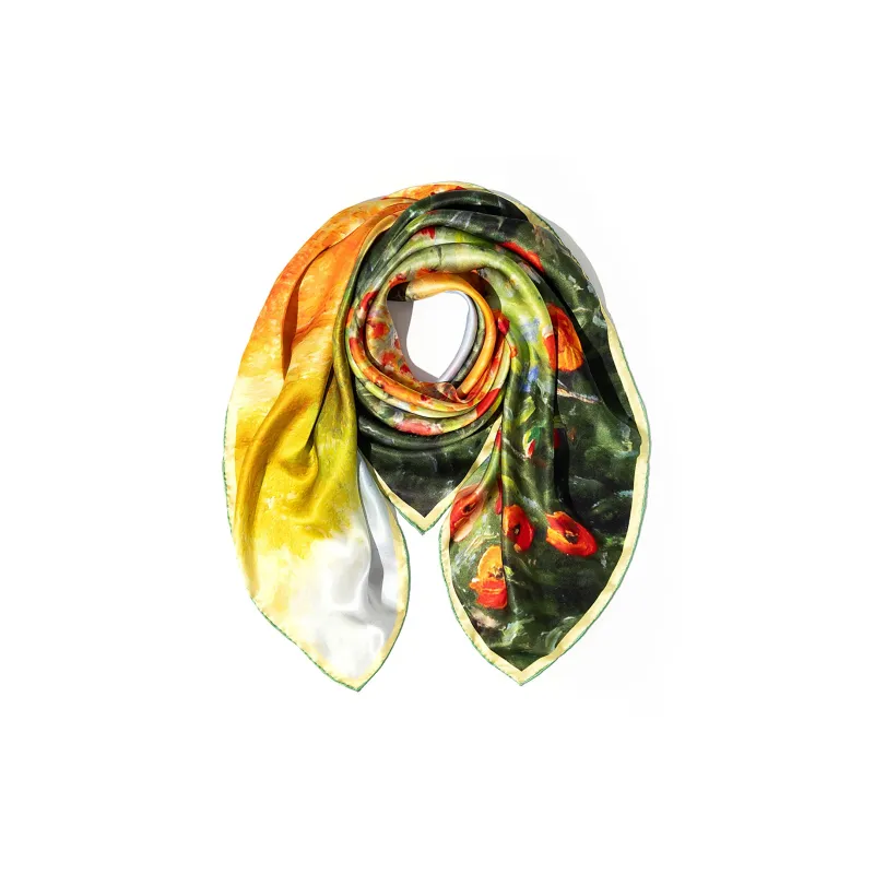 Shanghai Story 100% Mulberry Silk Scarves Women's Blue White, Gift Box Set-74