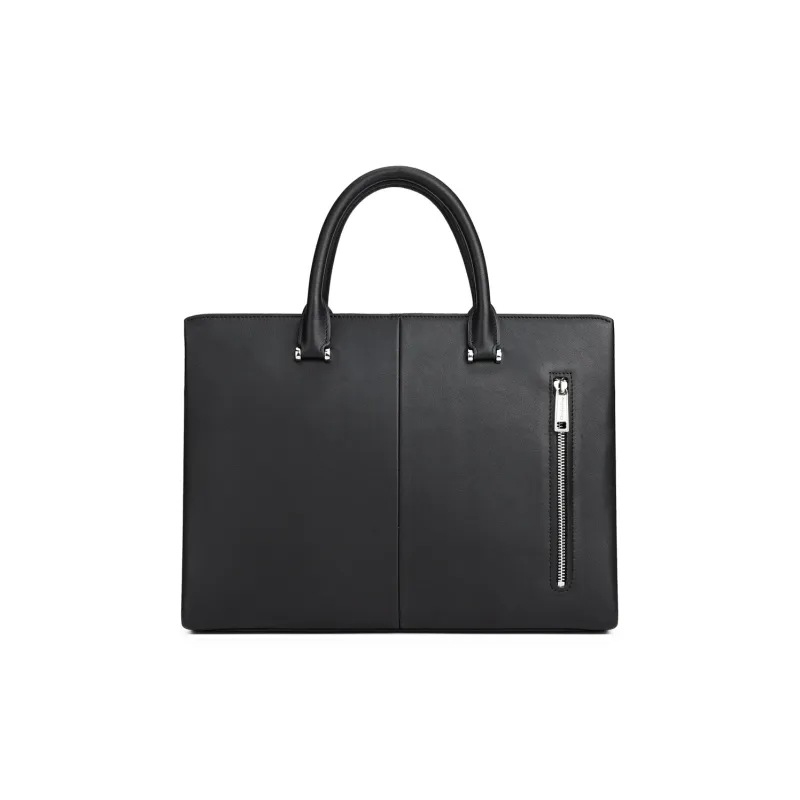 Chrisdien Deny Crocodile Leather With Cow Leather Briefcase Men's Black-1
