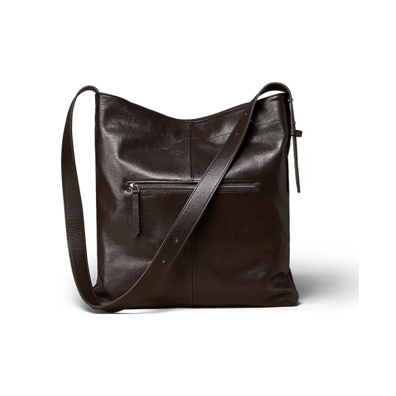 KAISER Top Grain Vegetable Tanned Cow Leather Bucket Bag Shoulder Bag Women's Sunset Orange/Coffee/Black-5