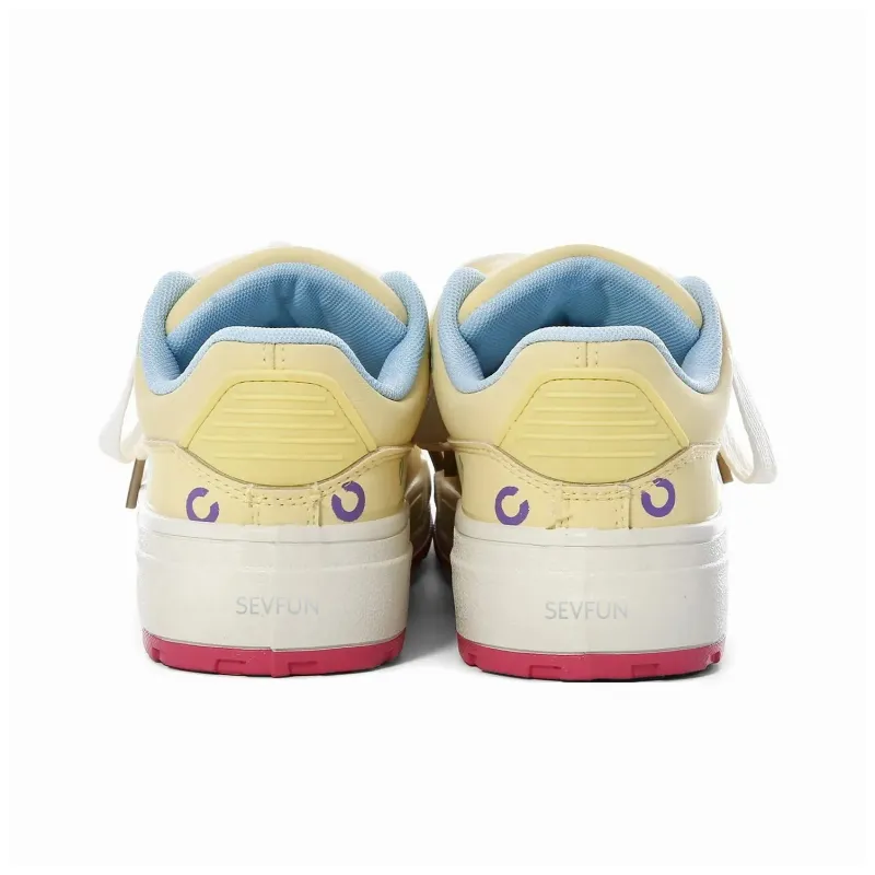 7 SEVFUN Wear resistant And Lightweight Low Top Skateboard Shoes Women's Yellow-4