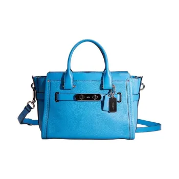 COACH Swagger Pebbled Leather Handbag Shoulder Bag Crossbody Bag Large Size Women's Lapis Lazuli Color